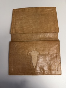Clutch vintage din piele de crocodil, maro coniac - Img 4