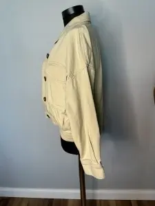 Jachetă din Material de Jeans Bej - Img 2