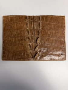 Clutch vintage din piele de crocodil, maro coniac