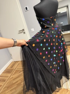 Rochie maxi vintage Lina C. cu buline din catifea – mărimea 38 - Img 5