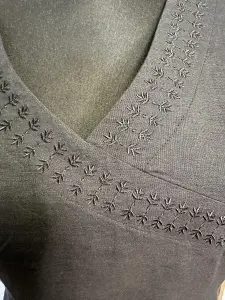 Rochie Neagră din In și Bumbac - 40 - - Img 2