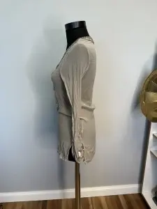 Bluza/Tunică din Mătase Creponată cu Aplicații din Paiete și Mărgele - Img 3