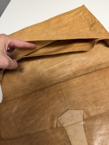 Clutch vintage din piele de crocodil, maro coniac - Img 5