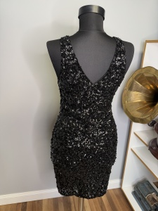 Rochie neagră din paiete – material stretch - Img 2