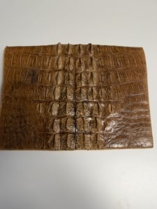 Clutch vintage din piele de crocodil, maro coniac - Img 2