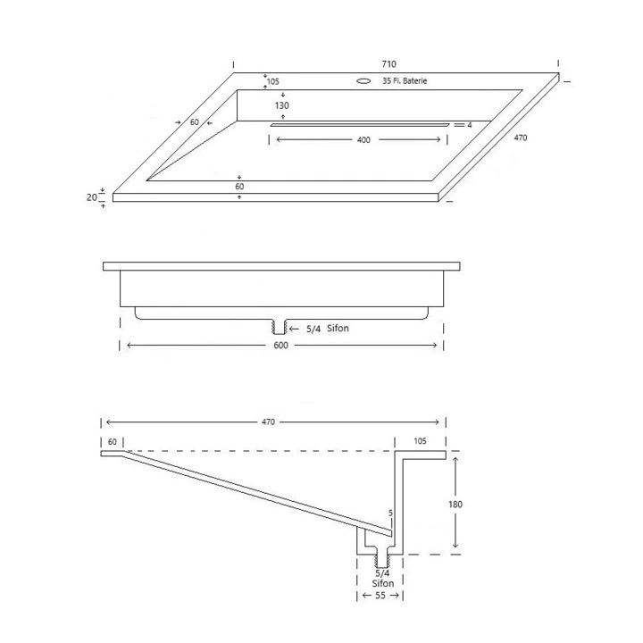 Schema instalare lavoar HouseXL LuxMarble