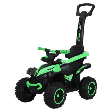 ATV pentru copii si bebe NOVOKIDS™ Little Beast, Cu melodii si lumini, Maner de impins pentru parinti detasabil, Functie trotineta fara pedale, Pentru interior si exterior, Verde