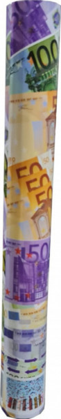 Tun confetii NOVOKIDS™ Party Tube, Lungime 40 cm, Cu aer comprimat, Model bancnote euro