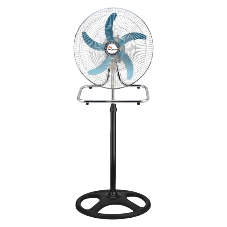 Ventilator 3 in 1(cu picior, de perete, de podea) cu 3 trepte de viteza HouseXL® Storm, putere mare, 55W, motor silentios, diametru 18", 45 de centimetri, Negru cu Albastru
