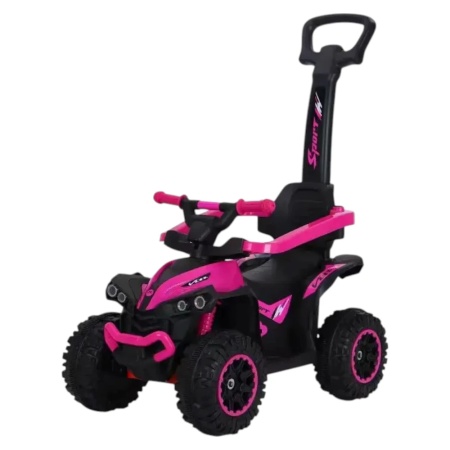 ATV pentru copii si bebe NOVOKIDS™ Little Beast, Cu melodii si lumini, Maner de impins pentru parinti detasabil, Functie trotineta fara pedale, Pentru interior si exterior, Roz