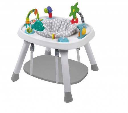 Centru de Activitati 3 in 1 NOVOKIDS™ MultiPlay Table Jumper, Transformabil in masuta de studiu si Lego, 0-10 ani, Cu melodii si lumini, Functie jumper, Gri