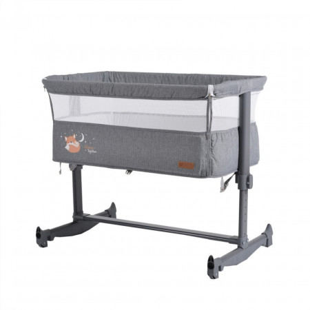 Patut copii transformabil in balansoar bebe NOVOKIDS™ Babies , Design modern, Co-Sleeper , Dimensiuni 90X55X80 cm, 5 trepte de inaltime, Saltea inclusa, Cadru aluminiu , Gri