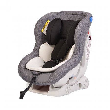 Scaun Auto NOVOKIDS™ Aegis Plus, Transformabil in scoica auto, 0-18 kg, Spatar reglabil 4 trepte, Omologare R-129 i-Size, Centura in 5 puncte, Husa detasabila, Gri