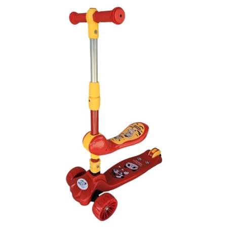Trotineta 2 in 1 pentru copii cu roti luminoase din silicon NOVOKIDS™ Mini Scooter 8010, Cu melodii , 3 roti, Pliabila, Maner reglabil pe inaltime, Maxim 50 kg, Functie trotineta fara pedale, Rosu