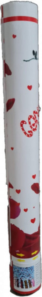 Tun confetii NOVOKIDS™ Party Tube, Lungime 80 cm, Cu aer comprimat, Model trandafiri, Rosu cu Alb