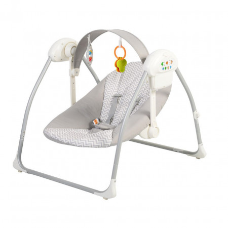 Balansoar Pentru Bebelusi cu conectare la priza NOVOKIDS ™ Party Swing , Multifunctional, Pliabil, 3 Viteze Leganat, Husa Lavabila, 8 Melodii cu reglaj volum, Gri