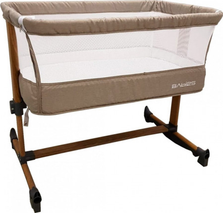 Patut copii transformabil in balansoar bebe Baby Care™ Babies , design modern, Co-Sleeper , dimensiuni 84X78X50 cm, 7 trepte de inaltime, saltea inclusa, cadru aluminiu , Gri