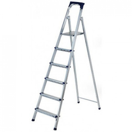 Scara Pliabila Dubla cu Platforma HouseXL™, Plianta, Metalica, Design Special Anti-Alunecare, 5+1 Trepte