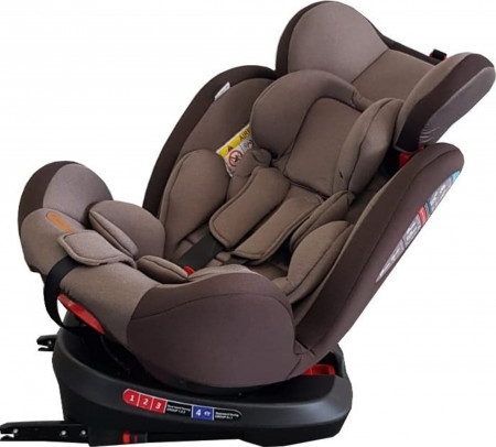 Scaun Auto cu Isofix NOVOKIDS™ Safety Seat 7000, Cu rotire 360 grade, 0-36 kg, Tetiera reglabila pe inaltime, Omologare R-129 i-Size, Transformabil in scoica auto, Centura de siguranta in 5 puncte, Husa detasabila, Beige