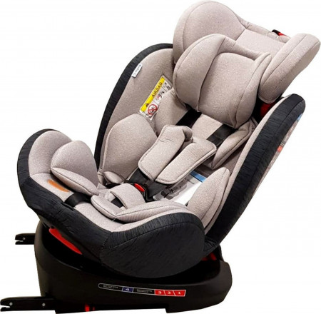 Scaun Auto cu Isofix NOVOKIDS™ Safety Seat 7000, Cu rotire 360 grade, 0-36 kg, Tetiera reglabila pe inaltime, Omologare R-129 i-Size, Transformabil in scoica auto, Centura de siguranta in 5 puncte, Husa detasabila, Gray