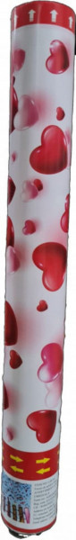 Tun confetii NOVOKIDS™ Party Tube, Lungime 40 cm, Cu aer comprimat, Model inimioare, Rosu cu Alb
