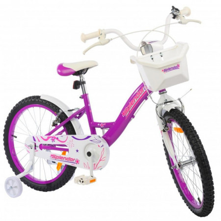 Bicicleta pentru copii NOVOKIDS™ Splend'Or Boom Edition, Cosulet, Roti 20" inch, Max 50 kg, Cadru otel, Roti ajutatoare, Ghidon reglabil, Mov