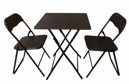 Set masa pliabila cu 2 scaune HouseXL® Smart Square Table Set, Din MDF, Sezuturi moi, Dimensiune 60X60X75 cm, Pentru living si bucatarie, Negru
