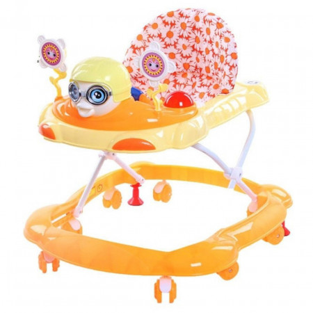 Premergator Reglabil in 3 Trepte Aviator™ , cu melodii si lumini, 8 roti, Portocaliu