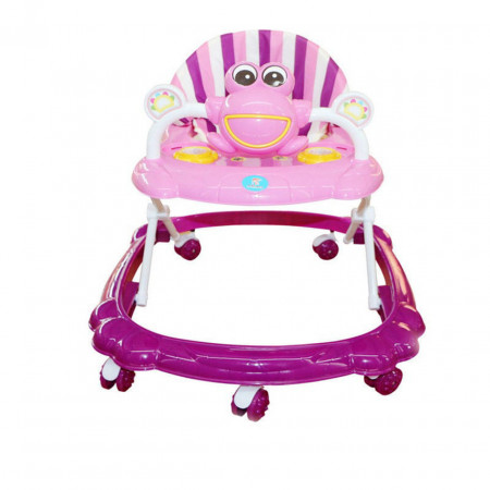 Premergator Reglabil in 3 Trepte Jolly Kids™ Broscuta, Pliabil, 8 Roti, Cu Melodii, Roz