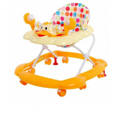 Premergator Reglabil in 3 Trepte NOVOKIDS™ Ratusca, Pliabil, 8 Roti, Cu Melodii, Portocaliu