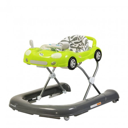 Premergator Reglabil in 3 Trepte NOVOKIDS™ Super Car , roti silentioase, Masinuta, Pliabil, 8 Roti, Cu Melodii si lumini, Cu Volan, Verde