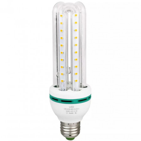 Set 10 becuri LED Efficient Led, E27, 16W, 4 tuburi, lumina alba rece, fasung normal