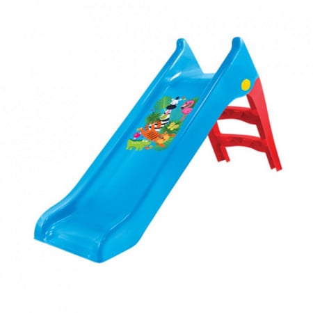 Tobogan Pentru Copii Novokids™ Jungle Slide, Pentru Interior si Exterior, Functie Tobogan cu Apa, Adaptor Furtun, Panta alunecare 140 Centimetri, Maxim 25 Kg, Albastru