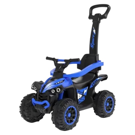 ATV pentru copii si bebe NOVOKIDS™ Little Beast, Cu melodii si lumini, Maner de impins pentru parinti detasabil, Functie trotineta fara pedale, Pentru interior si exterior, Albastru