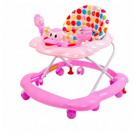 Premergator Reglabil in 3 Trepte NOVOKIDS™ , Ratusca, Pliabil, 8 Roti,Cu Melodii, Roz