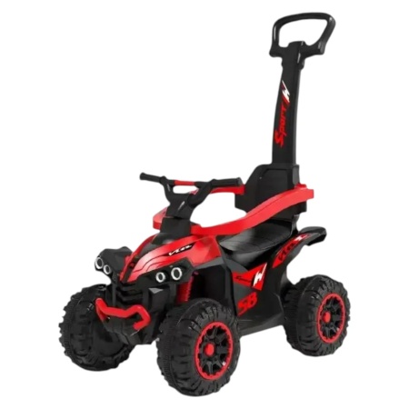 ATV pentru copii si bebe NOVOKIDS™ Little Beast, Cu melodii si lumini, Maner de impins pentru parinti detasabil, Functie trotineta fara pedale, Pentru interior si exterior, Rosu