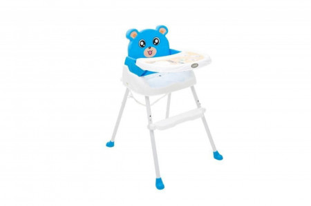 Scaun de masa 3 in 1 pentru copii si bebe NOVOKIDS™ Teddy Bear ,transformabil in scaunel copii, functie inaltator scaun, 2 trepte de inaltime, sezut comfortabil, masuta detasabila, model Ursulet, Albastru