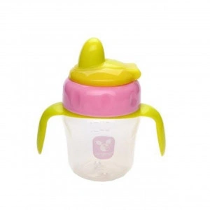 Biberon cescuta pentru copii cu maner detasabil si capac Cangaroo™ Sippy Cup PINK, 6 luni+, 150 ml, 5 masuri, pentru apa, lapte si ceai, Roz
