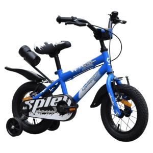 Bicicleta pentru copii NOVOKIDS™ Splend'Or Boom PRO Edition, Cu bidon pentru apa, Roti 12" inch, Maxim 50 kg, Cadru din otel, Roti ajutatoare detasabile, Ghidon reglabil pe inaltime, Albastru - Img 1