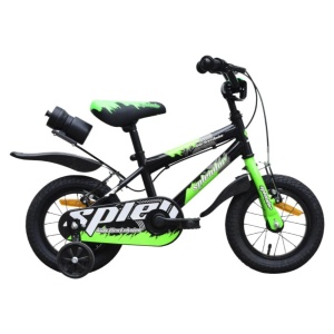 Bicicleta pentru copii NOVOKIDS™ Splend'Or Boom PRO Edition, Cu bidon pentru apa, Roti 12" inch, Maxim 50 kg, Cadru din otel, Roti ajutatoare detasabile, Ghidon reglabil pe inaltime, Verde cu Negru - Img 2