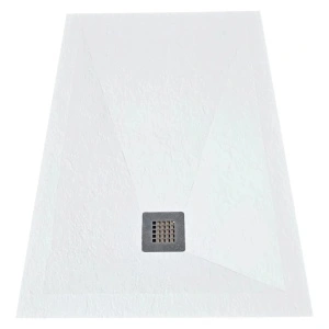 Cadita de dus HouseXL StoneCore Premium, 120x80 cm din compozit granit, cu sifon metalic inclus, Alb_3