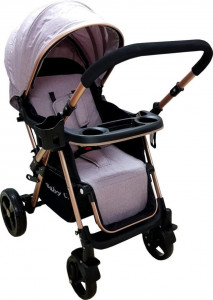 Carucior-nou-nascuti-2-in-1-BABY-CARE-PRO-511-Cadru-aluminiu-Maner-reversibil-Spatar-reglabil-in-5-trepte-Amortizoare-Frana-picior-Pliabil-Gri_2