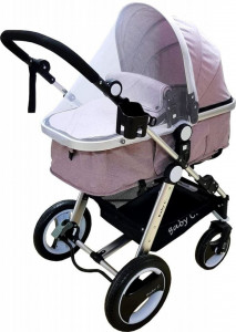 Carucior-nou-nascuti-2-in-1-Baby-Care-PRO-S535-Cadru-Aluminiu-roti-din-cauciuc-plin-landou-reversibil-Spatar-reglabil-in-3-trepte-Gri