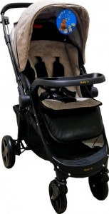 Carucior-nou-nascuti-2-in-1-BABY-CARE-PRO-SK10-Maner-reversibil-Spatar-reglabil-in-3-trepte-Frana-picior-Pliabil-Maron-Gold