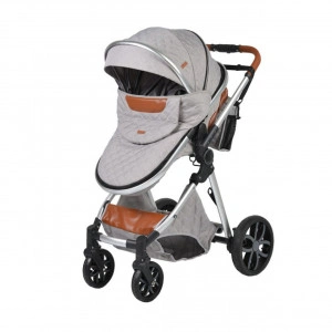 Carucior-nou-nascuti-2-in-1-NOVOKIDS-Alma-Gold-PRO-Cu-geanta-bebe-Cadru-Aluminiu-Amortizoare-Roti-din-cauciuc-plin-AVE-Landou-Modul-sport-Spatar-reglabil-3-trepte-Gri-Deschis