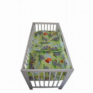 Lenjerie Patut Bebe NOVOKIDS™ din BUMBAC 100% , 3 Piese, Dimensiune Universala, PILOTA INCLUSA, Model Elefant, Verde