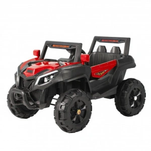 Masinuta Electrica cu acumulator pentru copii NOVOKIDS™ Atlantis Buggy UTV , 2 locuri, Cu faruri luminoase, Telecomanda, 3-8 ani , max 35 kg , 12V, Mp3/USB, Model Offroad, Rosu cu Negru