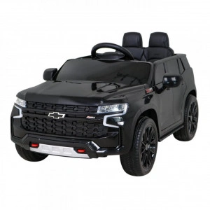 Masinuta Electrica cu acumulator pentru copii NOVOKIDS™ Chevrolet Tahoe SUV, Roti din Cauciuc EVA, Max 25 kg , Usi cu deschidere , 3 Viteze, Lungime 105 cm, Negru