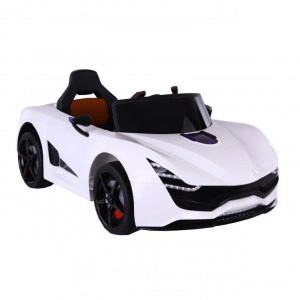 Masinuta Electrica cu acumulator pentru copii NOVOKIDS™ Magma Racer , Cu telecomanda, Melodii si lumini, 3-8 ani , Usi cu deschidere Butterfly , Baterie12V, 2 Viteze, lungime 114 cm, MP3, Alb