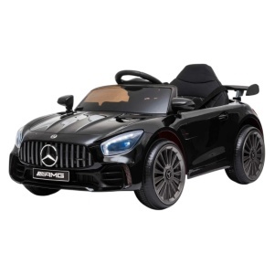 Masinuta Electrica cu acumulator pentru copii NOVOKIDS™ Mercedes AMG GTR , Roti din Cauciuc EVA, 3-8 ani , usi cu deschidere , Baterie12V, 2 Viteze, lungime 120 cm, 2 motoare 550 W, Negru